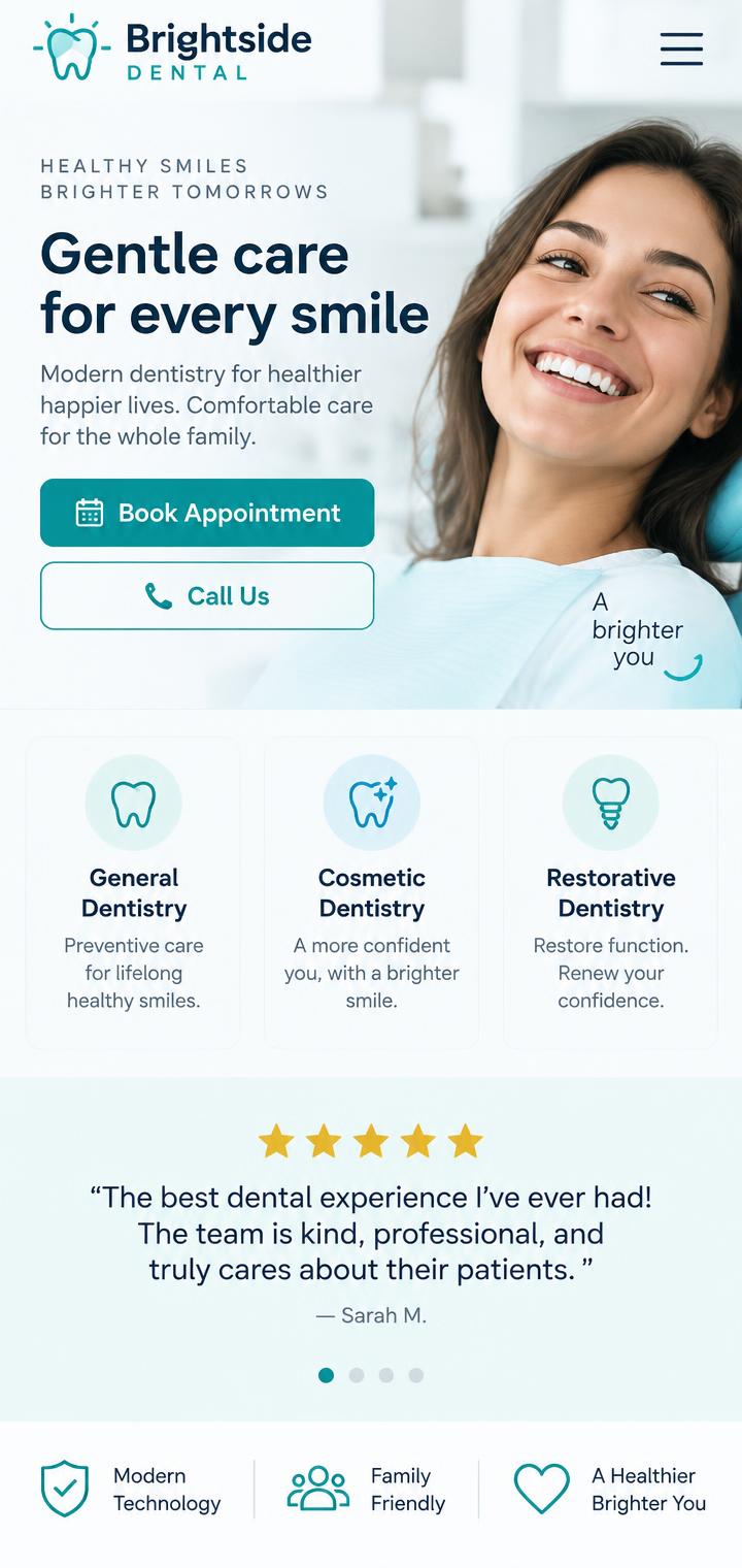 Example mobile responsive dental clinic website
